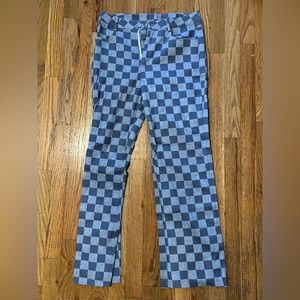 Checkered 70s style straight leg Jeans 30x30